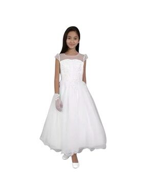 New Us Angels Big Girls The Alexa Flower Girl Dress White Size 10 MSRP $170.00